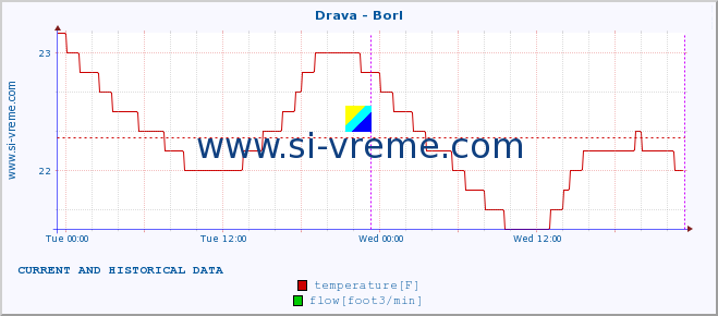  :: Drava - Borl :: temperature | flow | height :: last two days / 5 minutes.