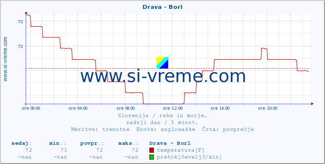 POVPREČJE :: Drava - Borl :: temperatura | pretok | višina :: zadnji dan / 5 minut.