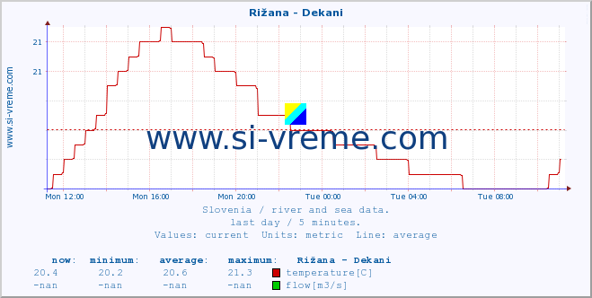  :: Rižana - Dekani :: temperature | flow | height :: last day / 5 minutes.