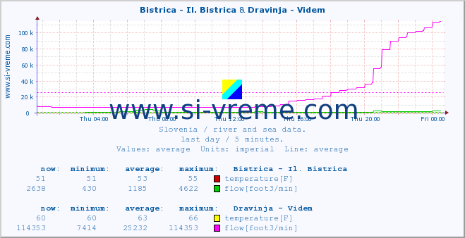  :: Bistrica - Il. Bistrica & Dravinja - Videm :: temperature | flow | height :: last day / 5 minutes.