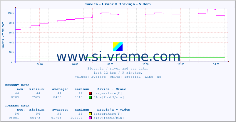  :: Savica - Ukanc & Dravinja - Videm :: temperature | flow | height :: last day / 5 minutes.