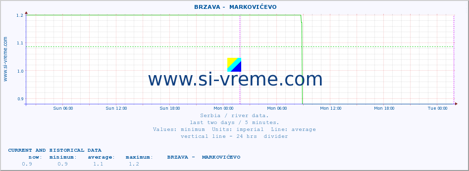  ::  BRZAVA -  MARKOVIĆEVO :: height |  |  :: last two days / 5 minutes.