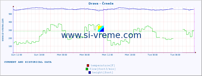  :: Drava - Črneče :: temperature | flow | height :: last two days / 5 minutes.