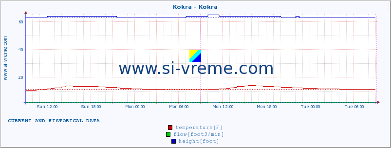  :: Kokra - Kokra :: temperature | flow | height :: last two days / 5 minutes.