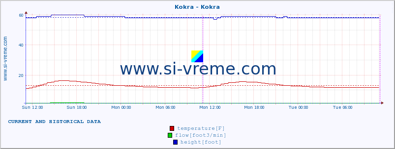  :: Kokra - Kokra :: temperature | flow | height :: last two days / 5 minutes.